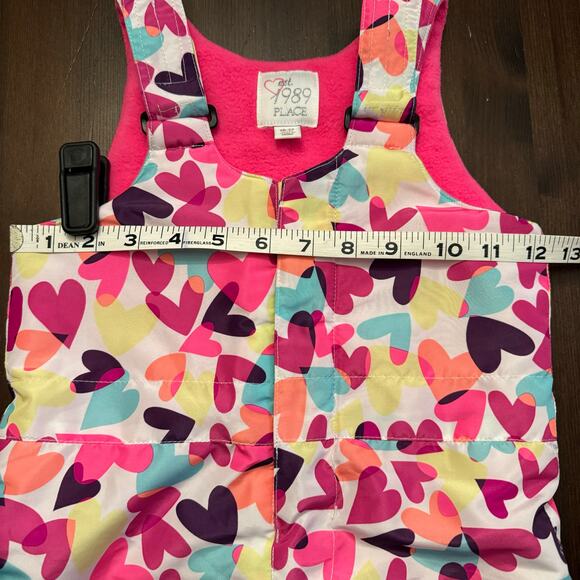 The Children’s Place Snowsuit Overalls Hearts Fleece Lined Toddler Size 18-24 Mo - Picture 10 of 11